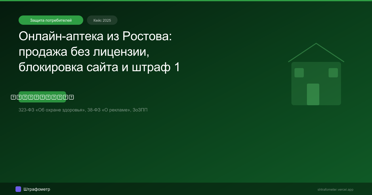 Онлайн-аптека из Ростова: продажа без лицензии, блокировка сайта и штраф 1 миллион